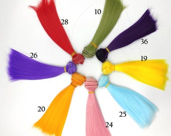 Straight Synthetic doll hair weft to create doll wigs- 15cm length & 100cm width