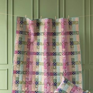 Tilda Hometown Plaid Porch Quilt Kit (Plum/Green)-  optional batting