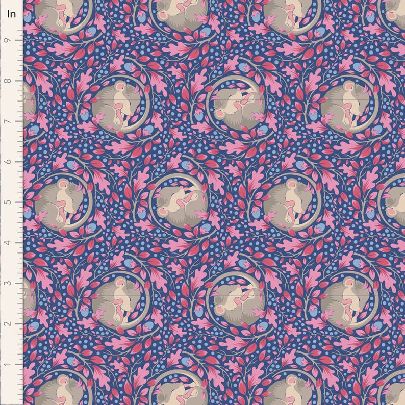 Lot de 5 tissus créatifs bleu/aubergine Tilda Hibernation Fat Quarter image 4