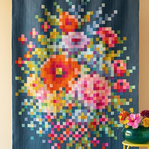Tilda Solids Embroidery Flower Quilt Kit- 63.5*81.5in finished size quilt kit and pattern- optional batting and ready-to-sew fabric kit