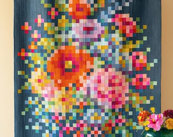 Tilda Solids Borduurbloem Quilt Kit - 63,5 * 81,5 inch afgewerkte quiltkit en patroon - optionele batting en kant-en-klare stoffenkit