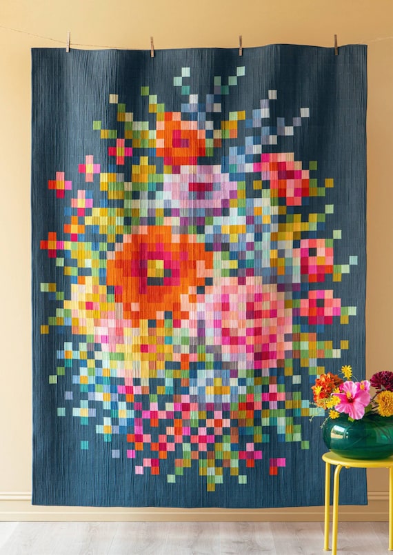 n*a様 TODAY FUL Embroidery Patchwork Trou Tilda Solids Embroidery Flower Quilt Kit- 63.5*81.5in