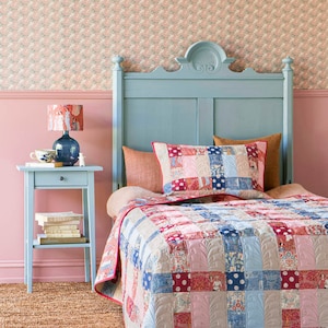 Tilda Hometown Plaid Porch Quilt Kit (Red/Blue)-  optional batting
