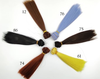 Straight Synthetic doll hair weft to create doll wigs- 15cm length & 100cm width