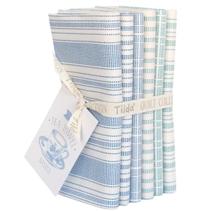 Tilda Tea Towel Basics Bundle of 6 Blue/Teal crafting fabrics