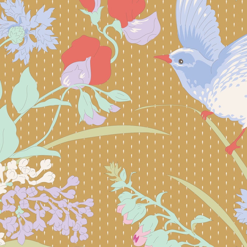 Tilda Gardenlife Collection Mustard/pink Fabrics by the Meter Etsy