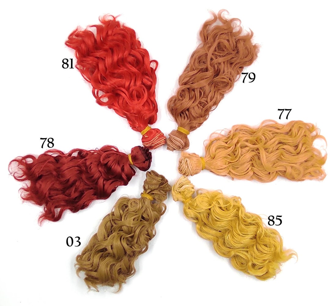 Curly Synthetic Doll Hair Weft to Create Doll Wigs- 15cm Length