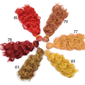 Curly Synthetic doll hair weft to create doll wigs- 15cm length & 100cm width