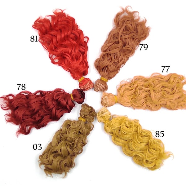Curly Synthetic doll hair weft to create doll wigs- 15cm length & 100cm width