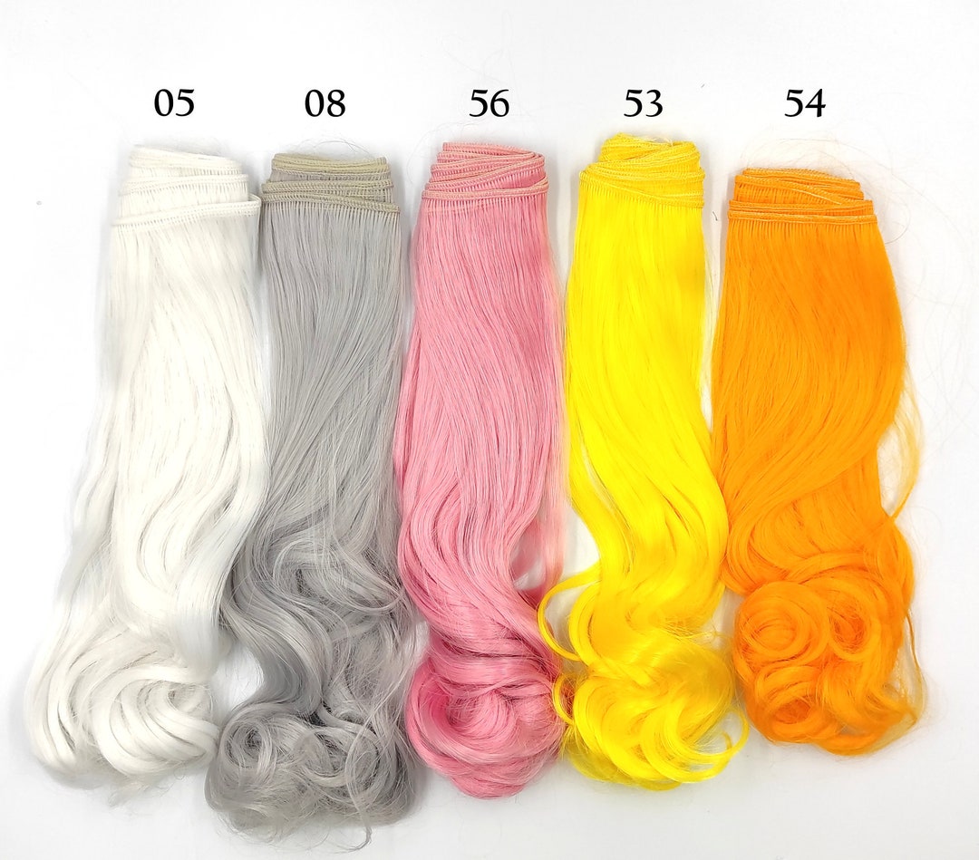 Synthetic Doll Hair Weft to Create Doll Wigs Long and Curly at the End