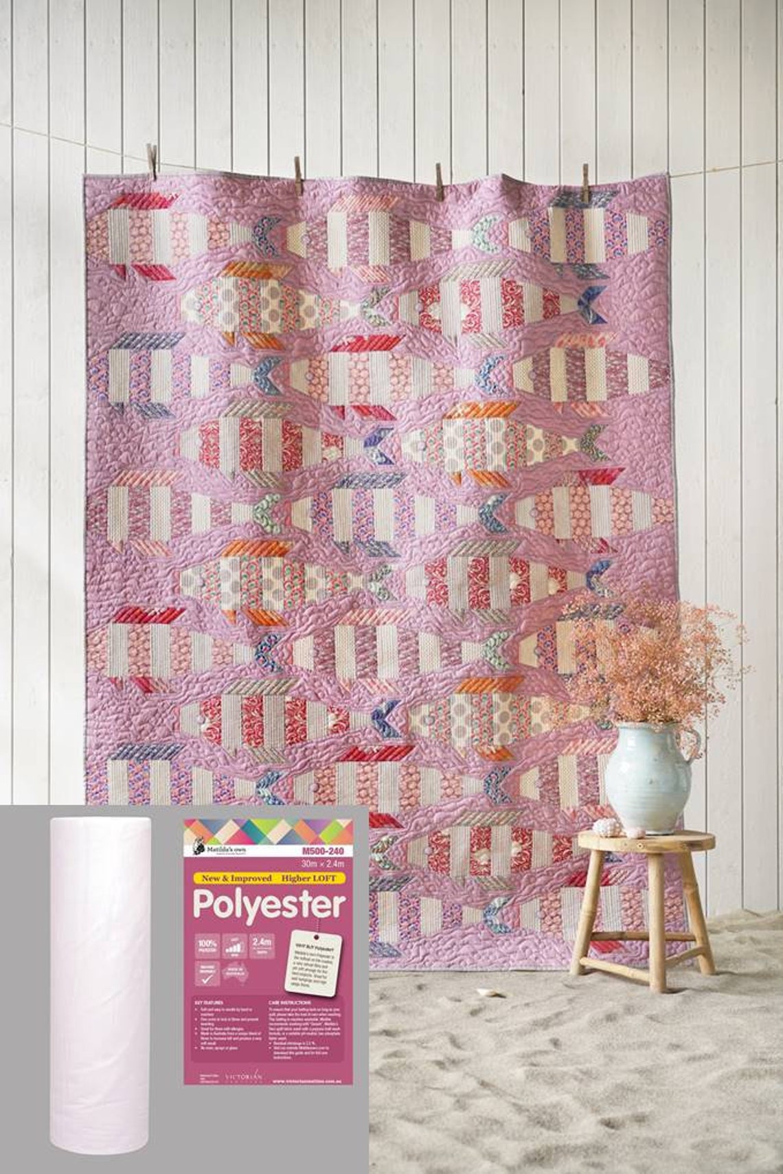 Tilda Cotton Beach Striped Fish Quilt Blush Kit 57.575.5in Etsy