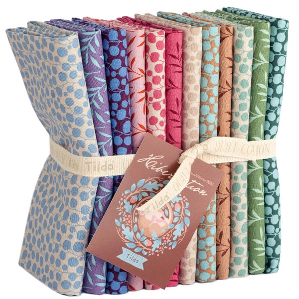 Lot de 12 tissus pour mixeur Tilda Hibernation Fat Quarter