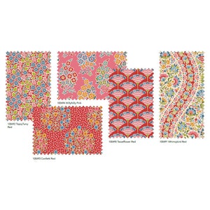 Tilda Pie in the Sky Red/Pink fabrics by the meter
