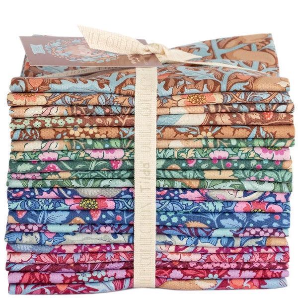 Lot de 20 tissus pour travaux manuels Tilda Hibernation Fat Quarter, Fat Eighth ou Half Yard