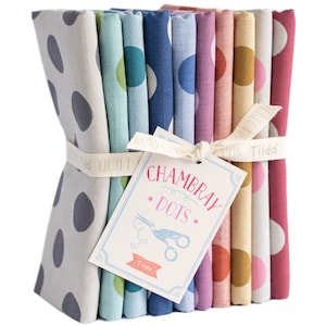 Tilda Chambray Dots Basics Fat Quarter Bundle aus 10 Stoffen 50 x 55 cm
