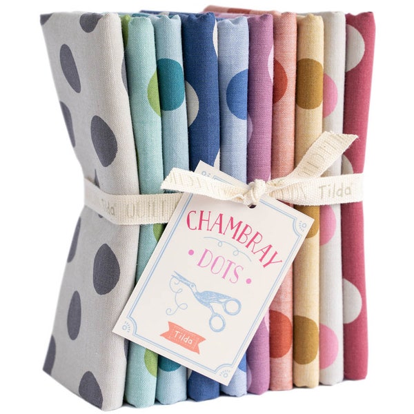 Tilda Chambray Dots Basics Fat Quarter Lote de 10 telas 50x55 cm