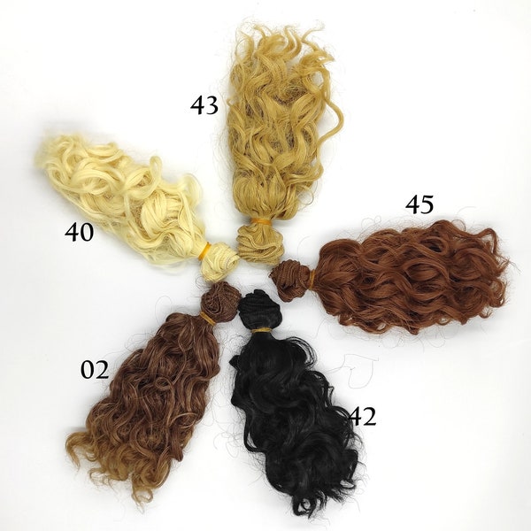 Curly Synthetic doll hair weft to create doll wigs- 15cm length & 100cm width