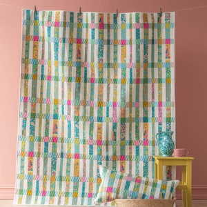 Tilda Bloomsville Striped Summer Quilt Kit (Teal & Corn)- 62.5*76.5in finished size quilt kit and pattern-optional batting