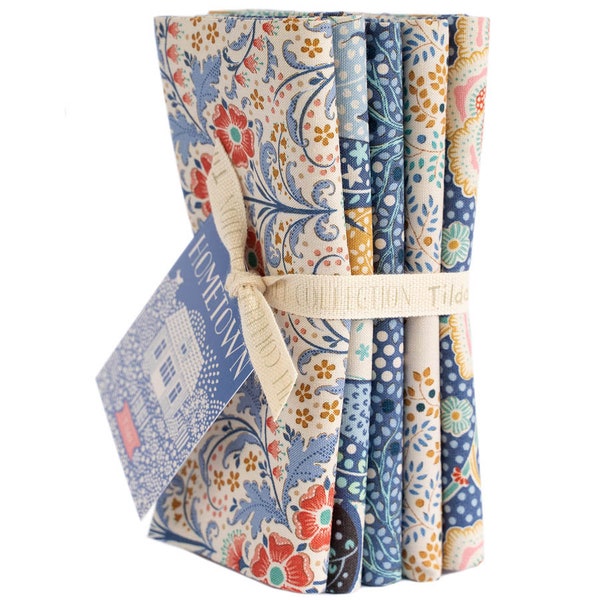 Lot de 5 tissus créatifs bleus Tilda Hometown Fat Quarter