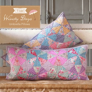 Tilda Windy Days Umbrella Pillow Kit- 24.5in x 12.5in (62.2cm x 31.8cm) finished size pillow kit and pattern- optional batting
