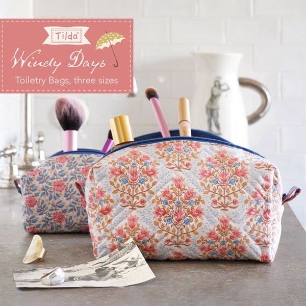 Trousses de toilette Tilda Windy Days Kit 3 tailles et motif - ouate en option