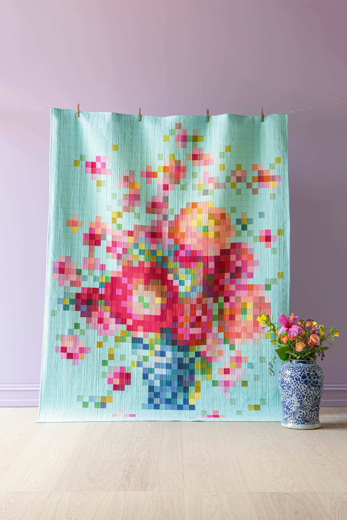Tilda Solids Flower Vase Embroidery Quilt Kit- 63.5*81.5in
