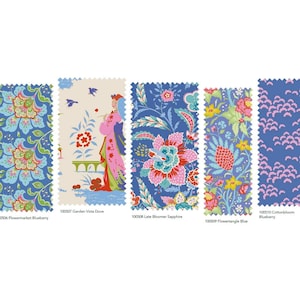 Tilda Bloomsville Blueberry/Dove fabrics by the meter