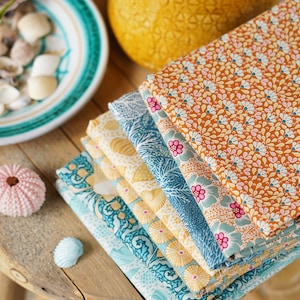 Tilda Cotton Beach collection Sunbeam Fabrics by the meter- Honey/Teal tones