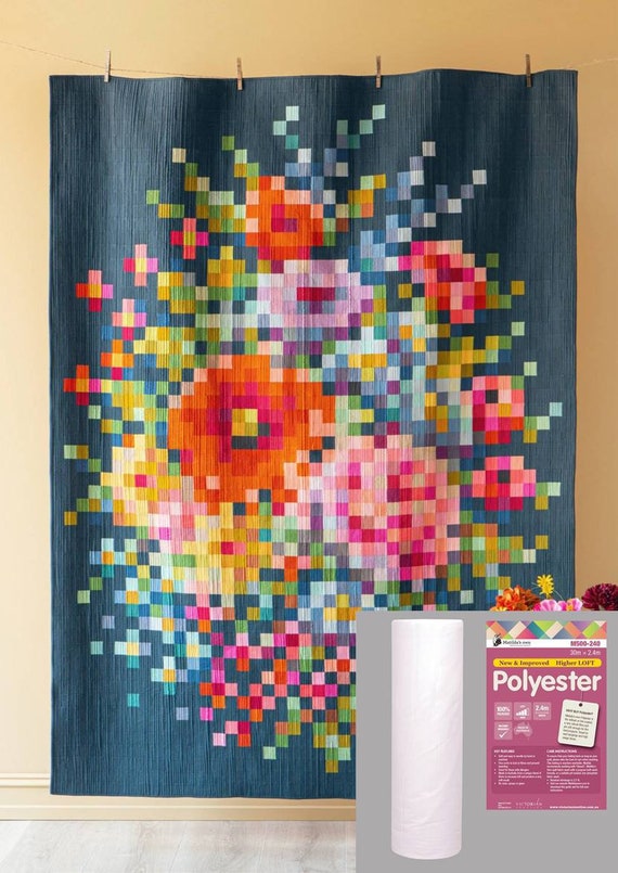 Tilda Solids Embroidery Flower Quilt Kit- 63.5*81.5in