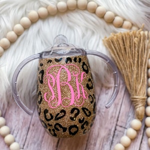 Leopard toddler tumbler | leopard glitter | sippy cup | toddler leopard cup | leopard and pink