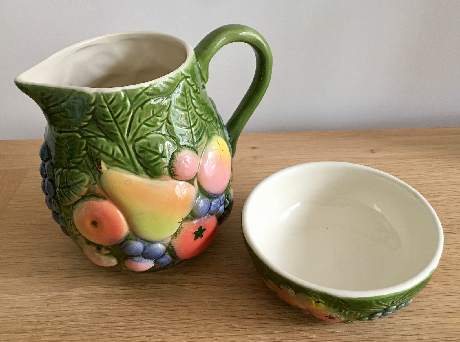 Vintage Novelty Fruit Juice Milk Jug and Bowl 3D Embossed Etsy