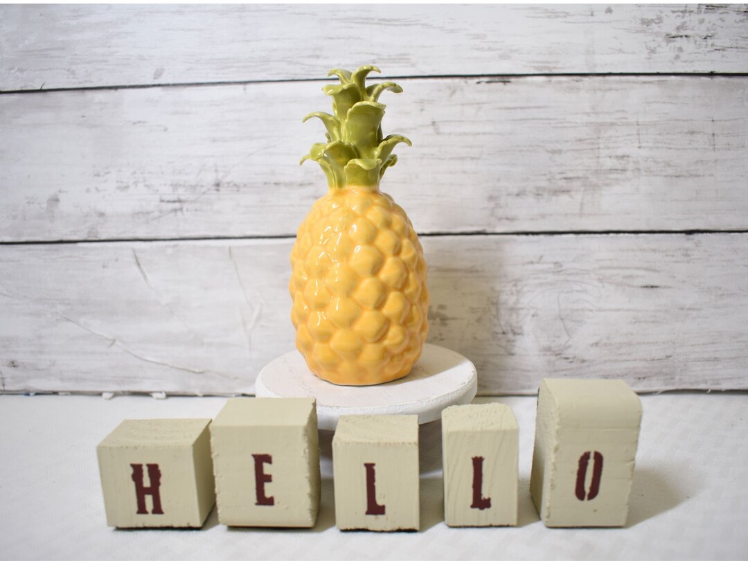 Mini Block HELLO Shelf Sitter, Wooden Blocks, Tiered Tray Décor, Shelf ...