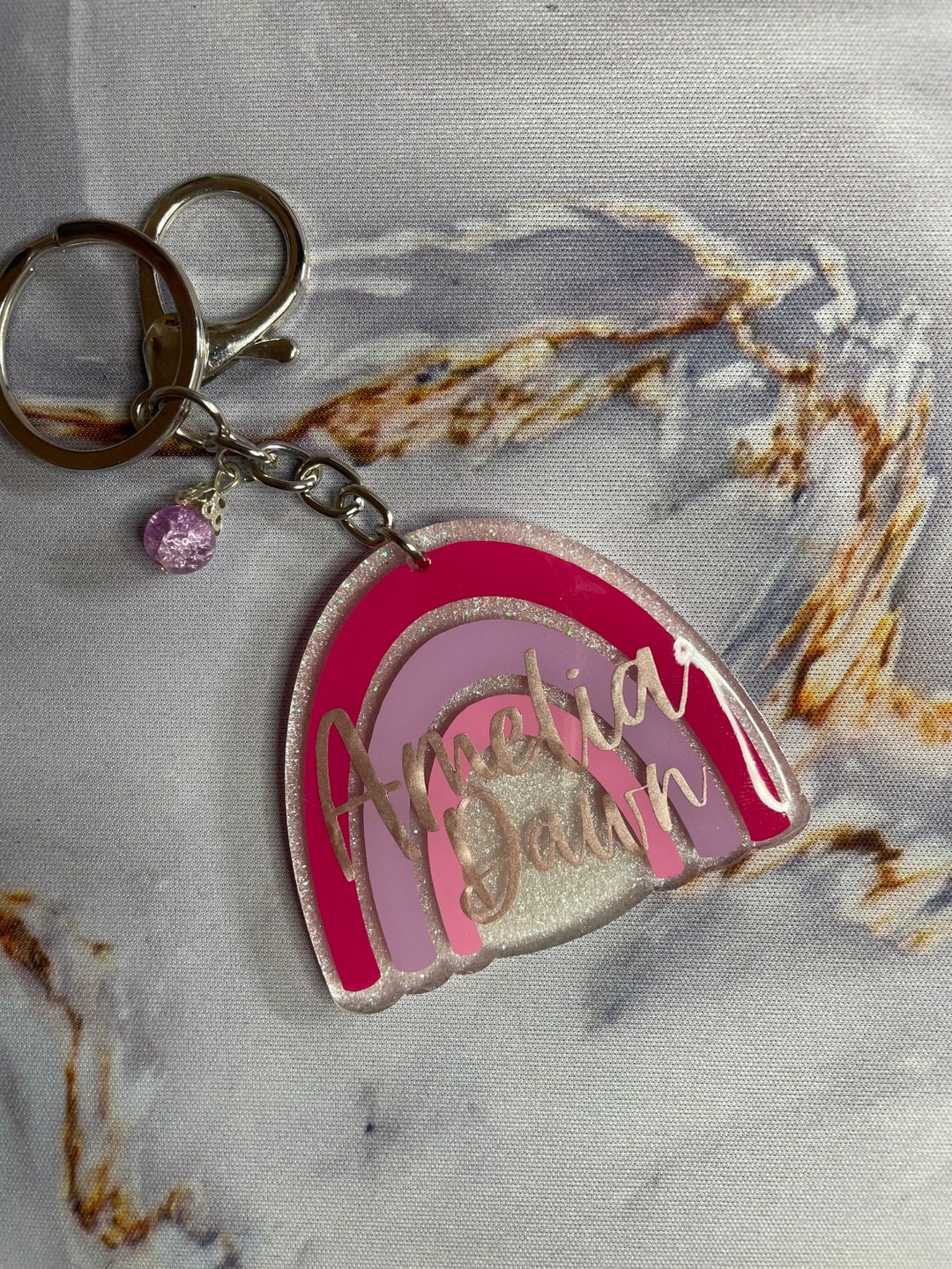 Name Keychain Rainbow Boho Rainbow Custom Keychain| Rainbow Monogram Keychain | Valentine’s ...