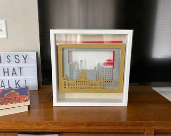 City Skyline 3D Shadowbox Art - Color Block - Mixed Media