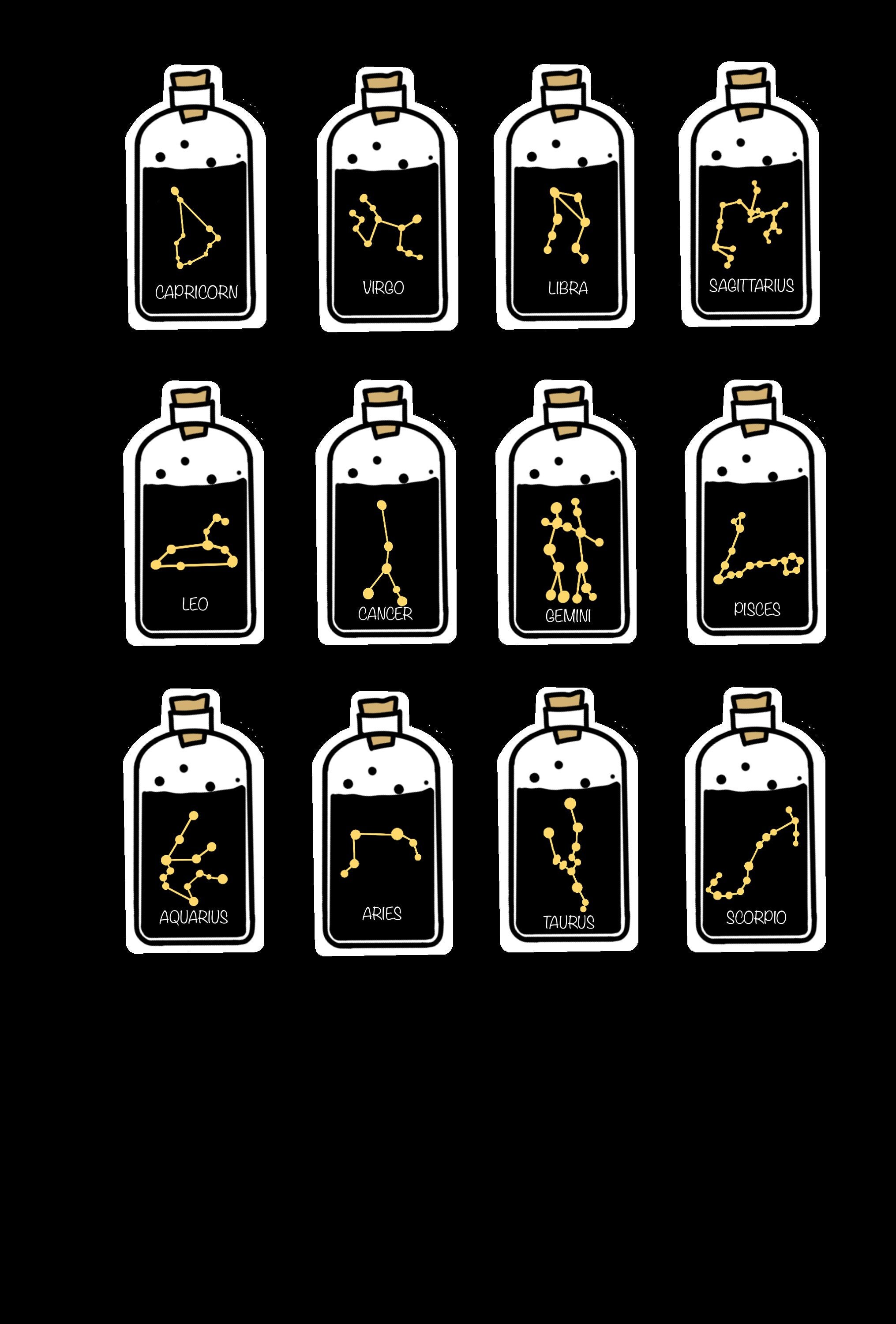 Zodiac Sign in a Bottle Vinyl Stickers | Etsy