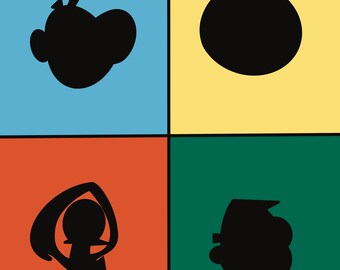 Impressão digital em bloco colorido das terríveis aventuras de Billy e Mandy