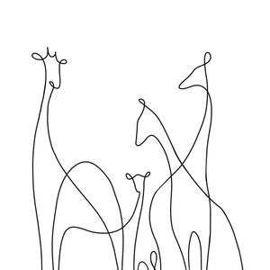 Giraffe Line Drawing - Digital Print