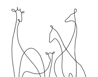 Desenho de linha de girafa - impressão digital