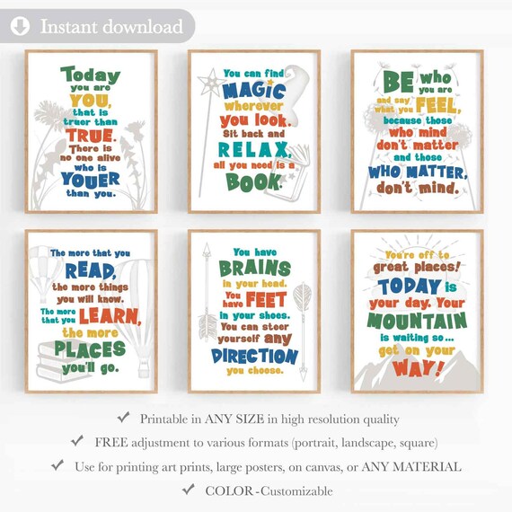 dr seuss quote prints digital download dr seuss printables etsy