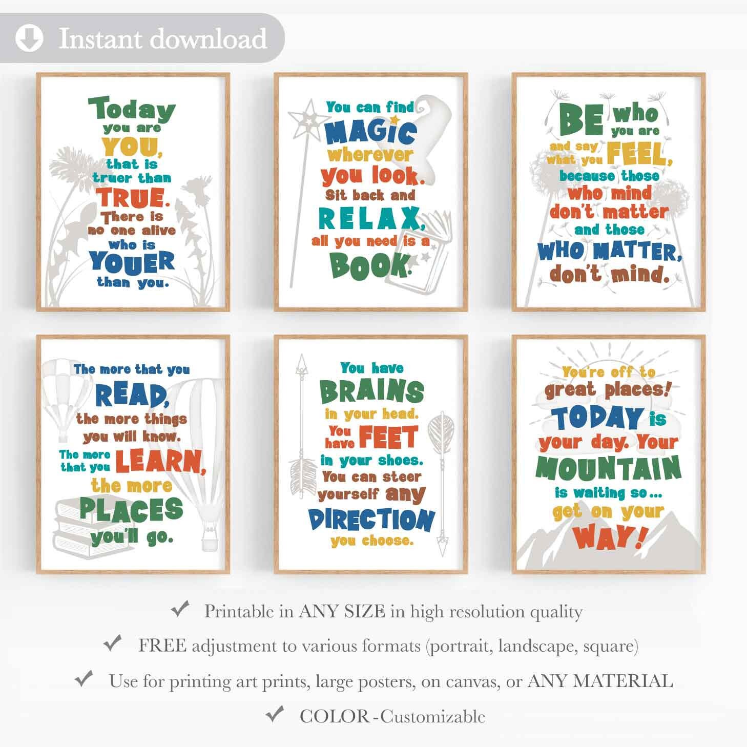 Dr Seuss Quote Prints Digital Download Dr Seuss Printables - Etsy