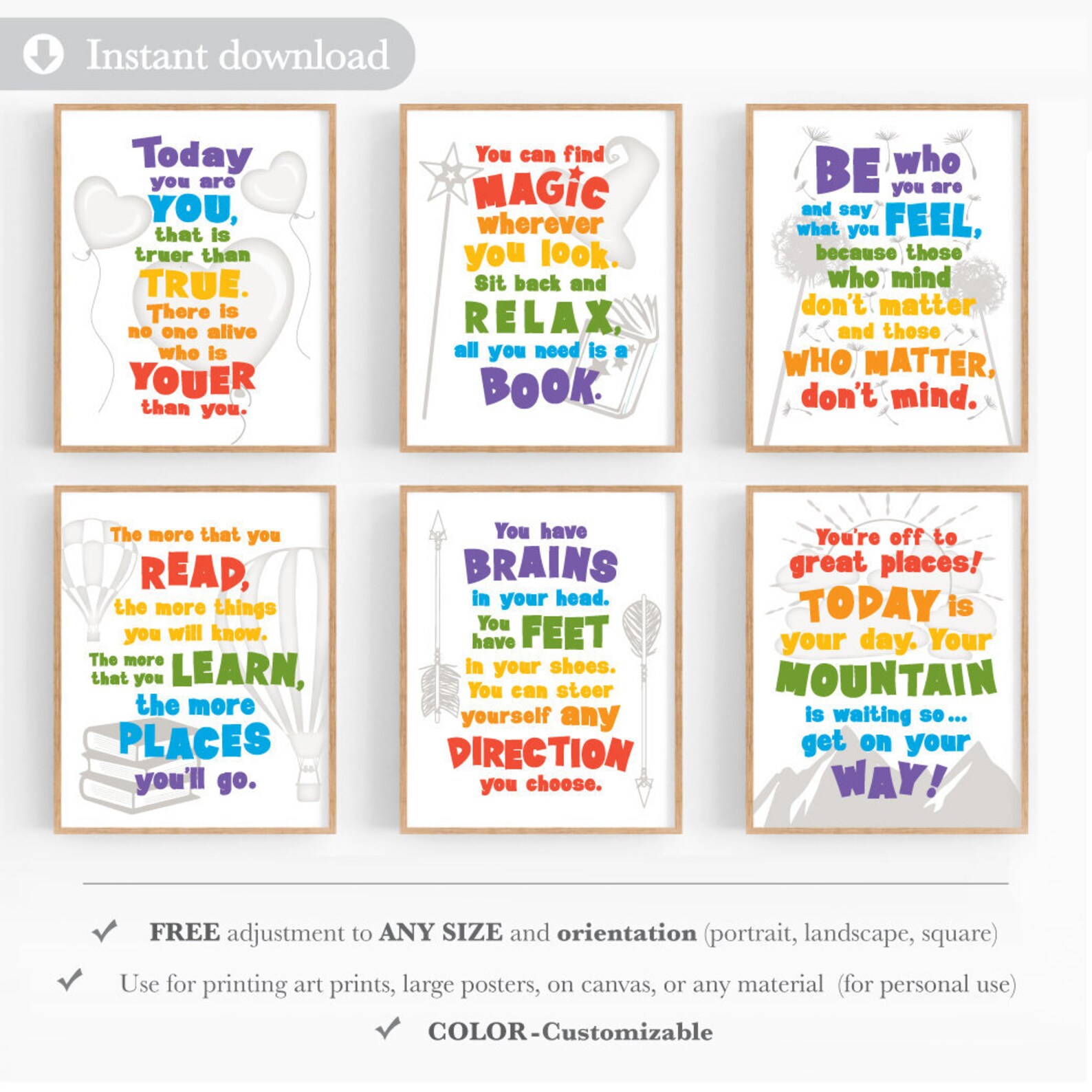 Dr Seuss Quote Printable Prints Download Kids Playroom - Etsy