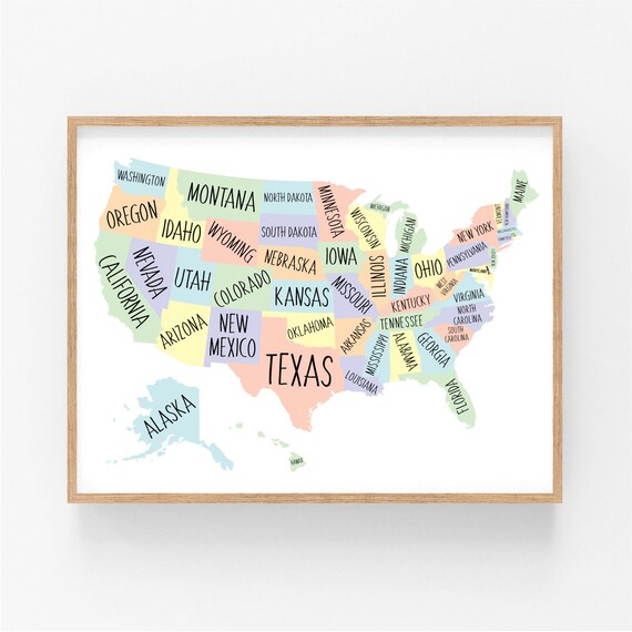 usa map with states printable download united states map etsy