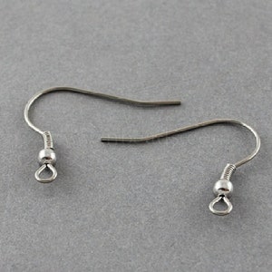 Stainless Steel Earring Hooks 100/200pcs - Ear Wires With Bead and Coil - bulk earring findings