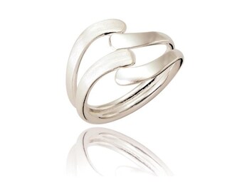 child and adult sizes Solid Sterling silver stacking wavy ring with hammered finish available in midi teen