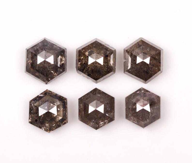 Salt And Pepper Hexagon Shape Minimal Diamonds Best Price Diamonds Engagement Ring Jewelry Diamonds 1.36 CT 3.5 To 4.0 MM OM4344 6 pcs