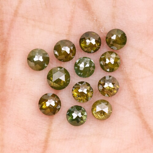 1.69 CT, 3.0 MM (Diameter), Enhanced Fancy Color Diamond, Round Rose Cut Diamond, Natural Loose Minimal Diamond shops [12 PCS] | OM6945
