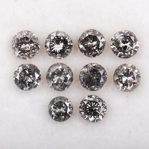 0.44 CT, 2.0 MM | Natural Loose Diamond | Salt And Pepper Diamond | Round Brilliant Cut Diamond | Diamond For Wedding Ring [10 pcs] | OM4954