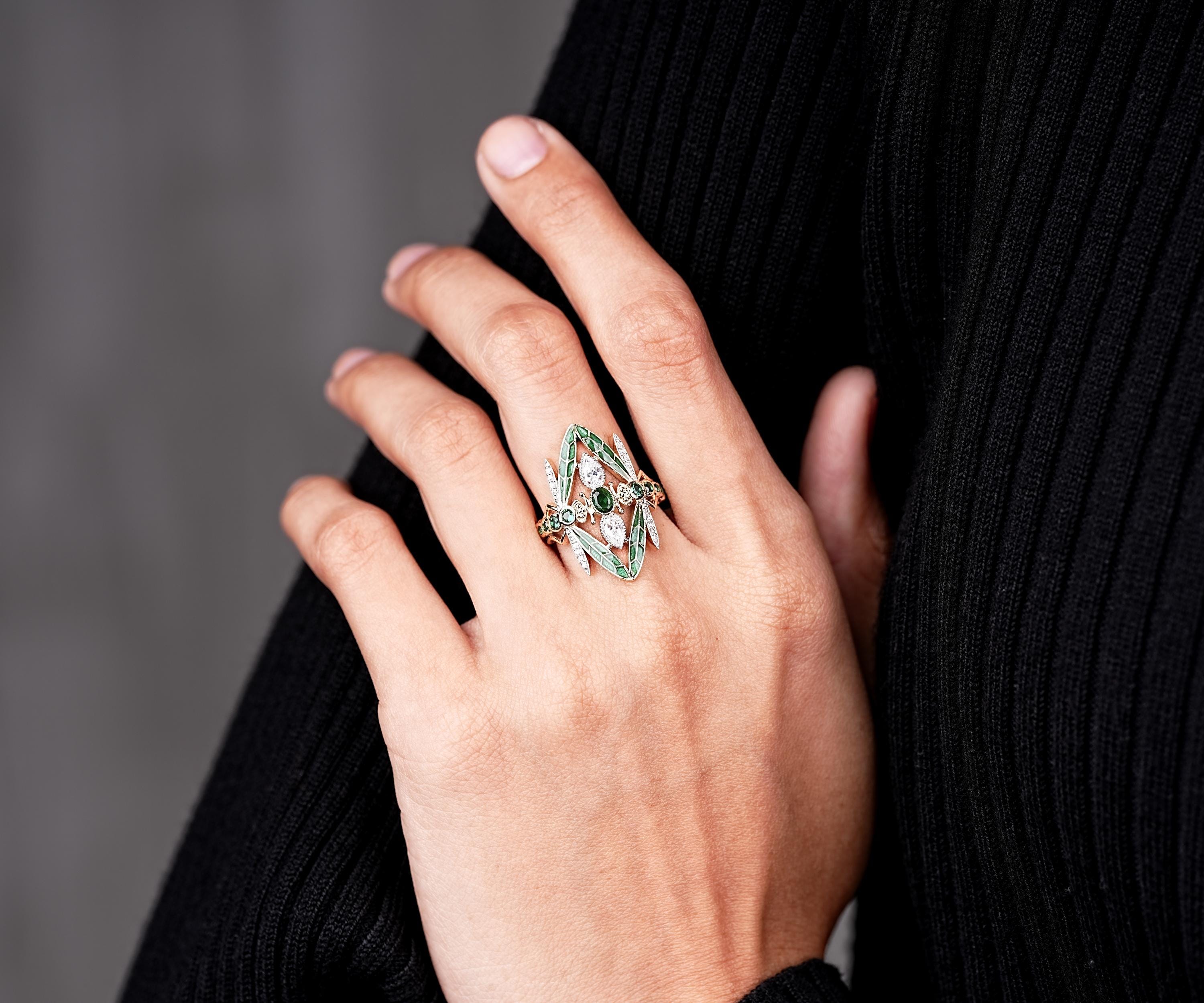 Antique Art Nouveau Dragonfly Ring | Victorian Inspired Insect-bug Ring ...