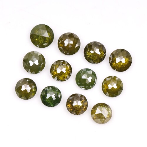 1.69 CT, 3.0 MM (Diameter), Enhanced Fancy Color Diamond, Round Rose Cut Diamond, Natural Loose Minimal Diamond shops [12 PCS] | OM6945