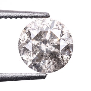 0.74 CT, 5.4 MM | Natural Loose Diamond | Salt And Pepper Round Brilliant Cut Diamond | Conflict Free Diamonds For Engagement Ring& Earrings